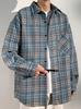 Bligo Loose Fit Plus Spring Korean Check Stylish Street Perfect for Office or Any Men's Shirt, Sizes, Pattern, Casual, Top, Style, Thick, Casual,