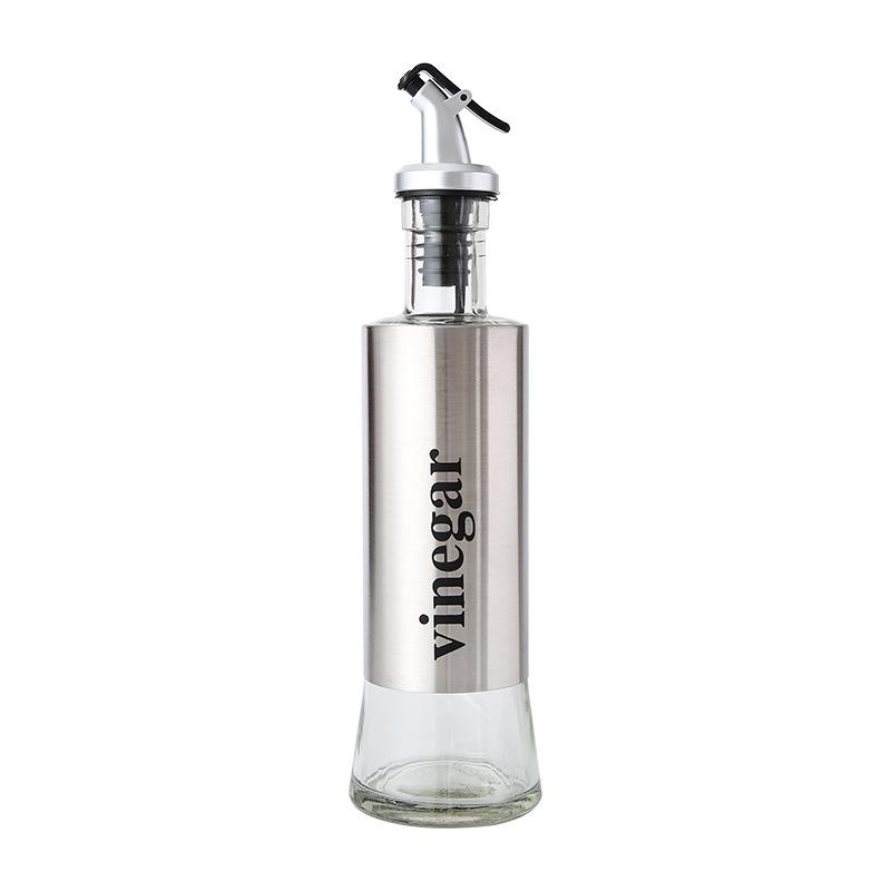 Stainless Steel Glass Oil & Seasoning Bottle Set for Kitchen – Soy Sauce, Vinegar, Cooking Wine, Sesame Oil Containers