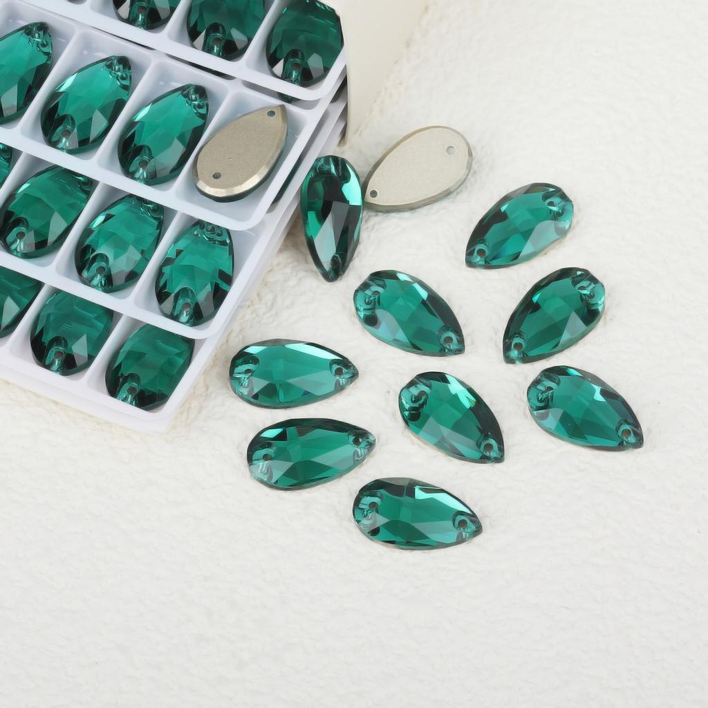 K9 Weichen Glass Boutique Hand-Sewn Drill Flat Bottom Double Hole Water Drop Flat Buckle Ab Special-Shaped Colored Diamond Diy/Double Hole Gem Drill