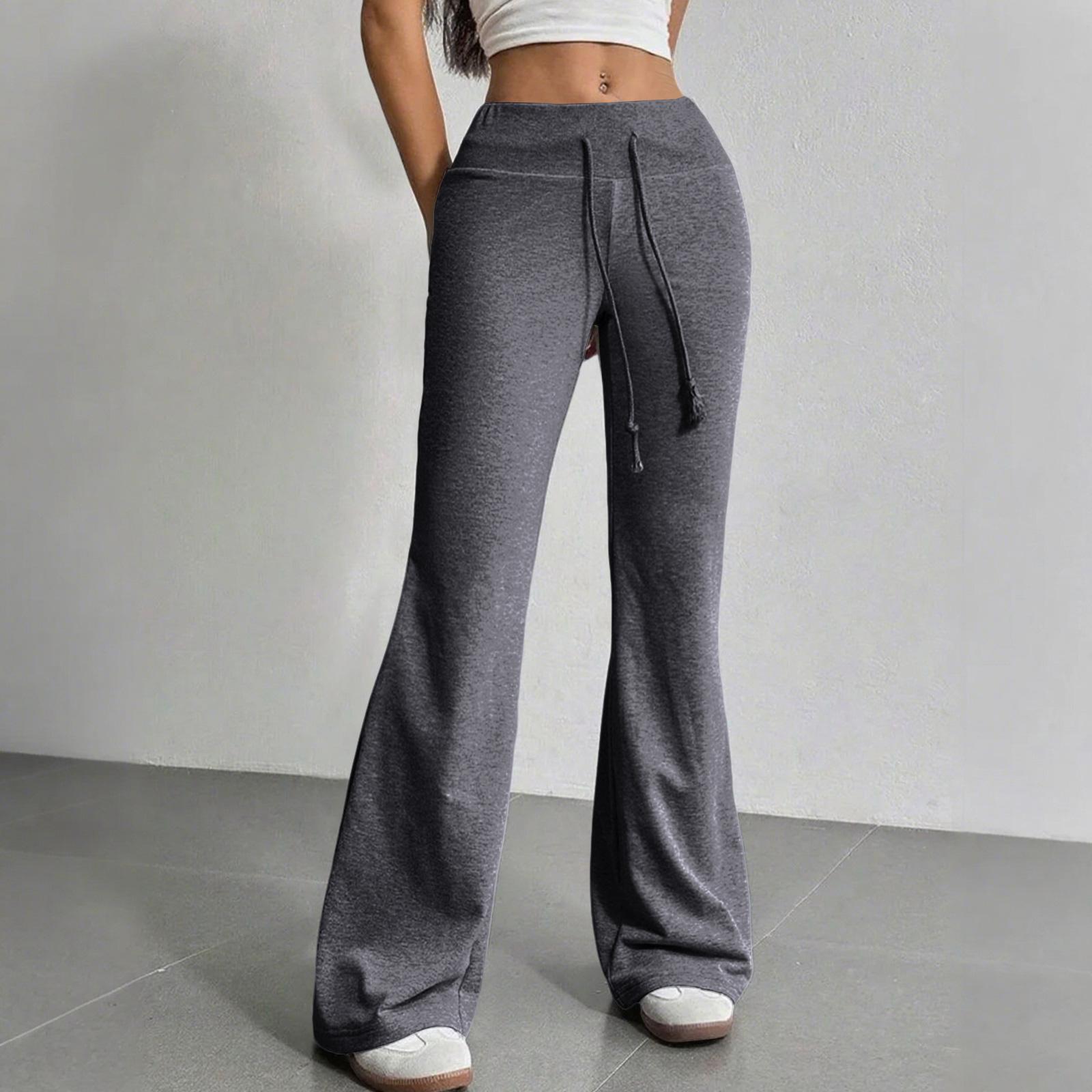 

Women s Flared Casual Drawstring Elastic Waist Pants Comfortable Flared Yoga Loose Trousers XXL