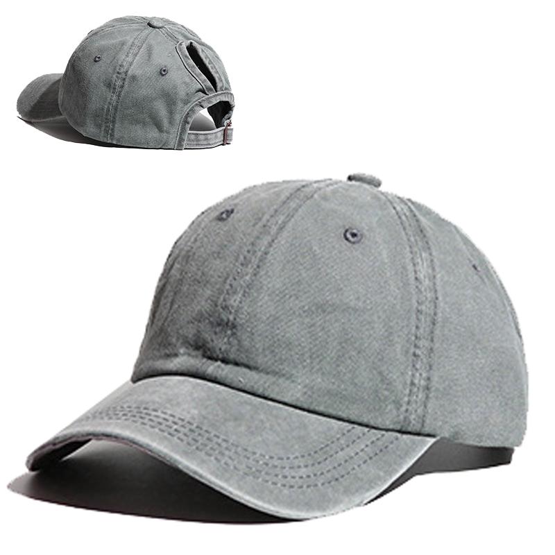 Vintage Ponytail Baseball Cap Women izable Fit Snapback Hat Mesh Distressed Summer Cap Woman Sunhat