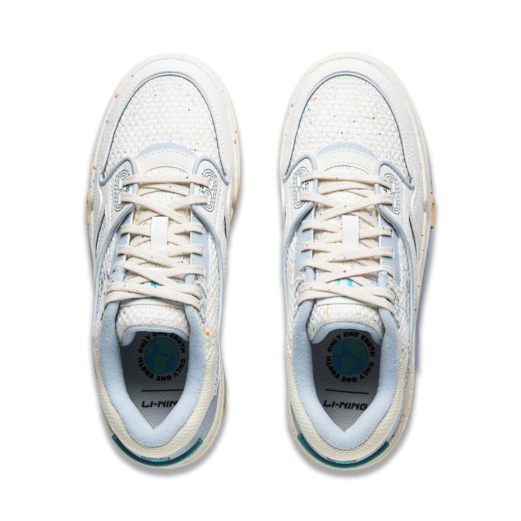 Li Ning 001 BTC Slip Resistant Cushioning Abrasion Resistant Balance Support Low top Skateboard Shoes Women's Ivory AGCU054-3