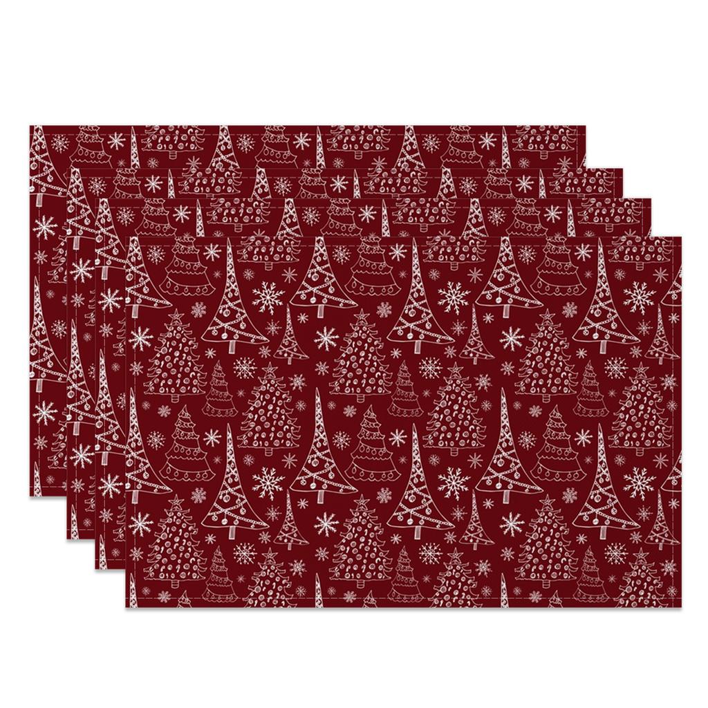 Christmas Placemats Dining Table Festive Holiday Decoration Snowflakes Tree Designs Dining Mats for Xmas Party Family Dinner