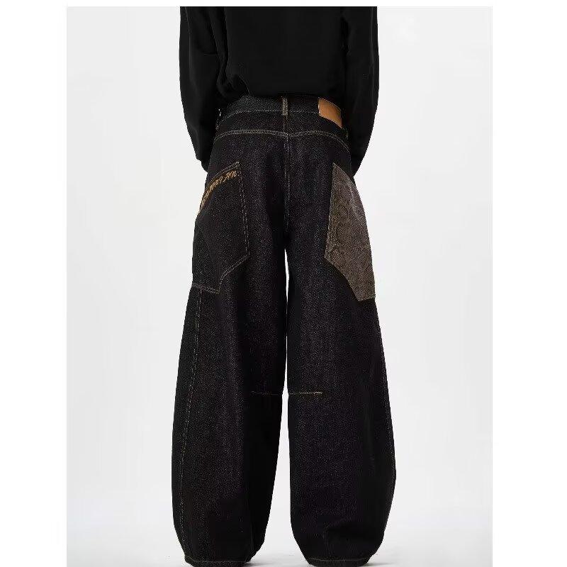 Year of the Snake Limited Scimitar Python Black Jeans Wide Leg Men's and Women's Pants American Loose Mopping Casual Pants Straight Pants
