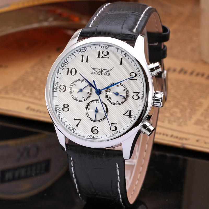 Jaragar Watch, Men S And Women S Watches, Black Belt Watches, Round Automatic Mechanical Watches белый