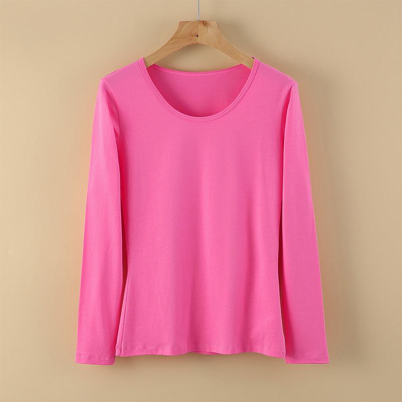 Women's Pure Cotton Long-Sleeve Thermal Sweater - Round Neck, Autumn/Winter Warm Top