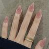 24Pcs French Tip Almond Press On Nails Solid Gradient Full Cover Acrylic False Nails Wearable Manicure Nail Art
