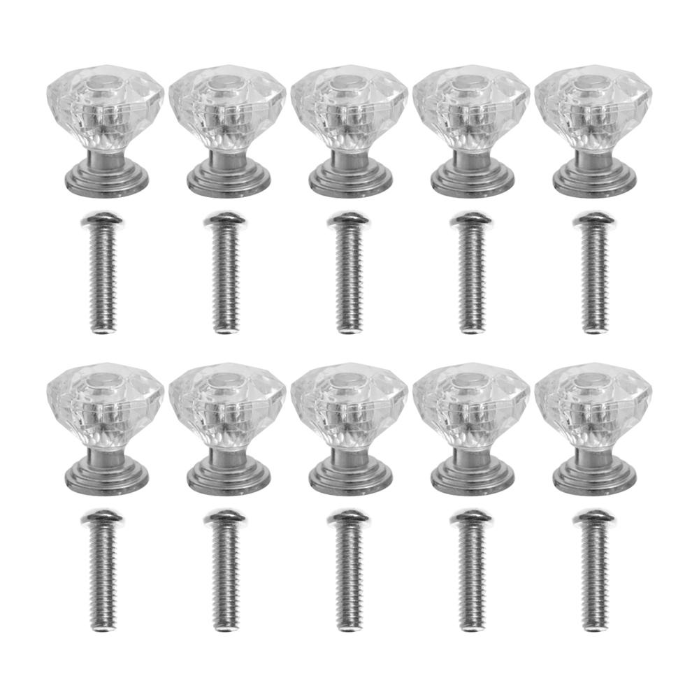 5/10PCS Transparent Diamond Shape Crystal Glass Cabinet Knob Jewelry Box Drawer Pull Handle Furniture Handle Hardware Supplies