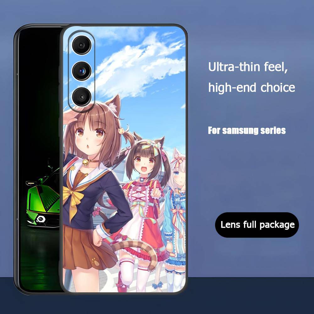 Nekopara-A For Samsung Galaxy S23 S24 S25 Ultra S22 Plus S21 Black Soft Case Waterproof Soft Case