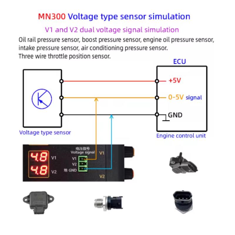 MN300 Auto Sensor Simulator Vehicle Automobile Signal Generator Voltmeter Tester Car Oxygen Oil Pressure Sensor Simulator