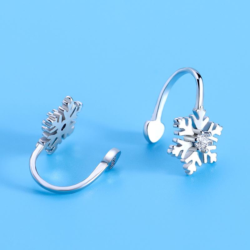 Ear Clips for Women, Fresh Diamonds and Snowflakes Without Ear Piercings, Sweet Flower Accessories