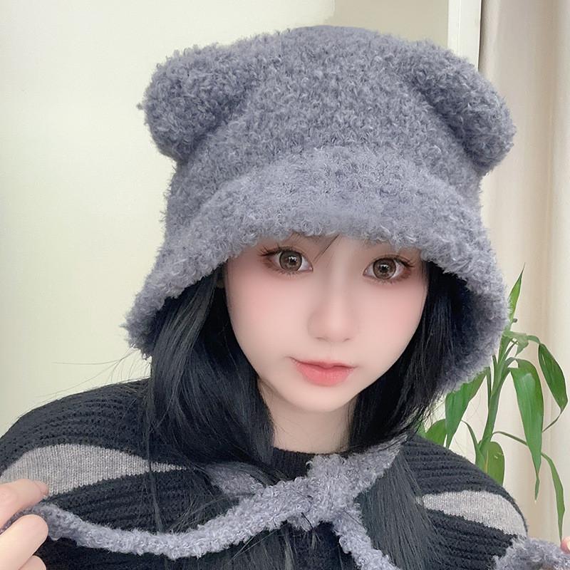 Cute Bear Ear Knit Hat For Women With Warmth And Windproof Features Perfect For Fall And Winter
