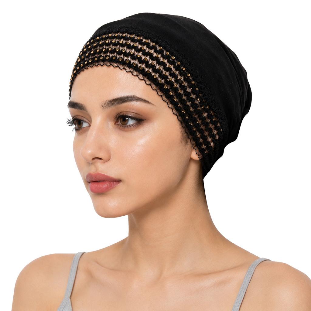 Silk Cotton Sunshade Headscarf With Adjustable Fit And Rhinestone Decor For Summer And Winter Fashion