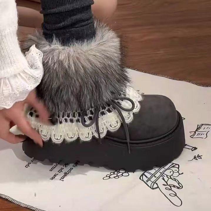 Women's 2025 Thick-Soled Fleece-Lined Anti-Slip Snow Boots for Winter