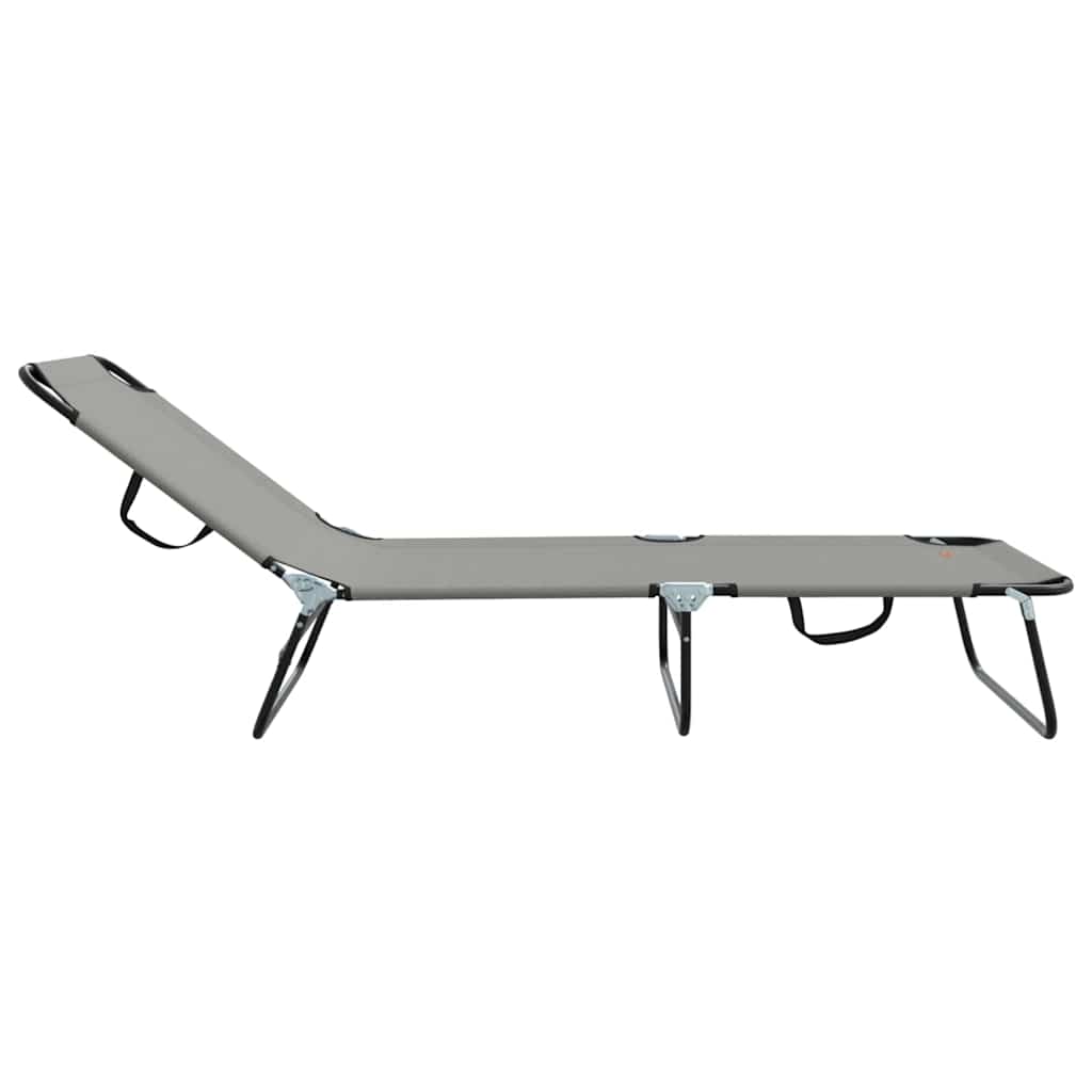 Folding Sun Lounger Grey 188 x 57 x 86.5 cm Polyester