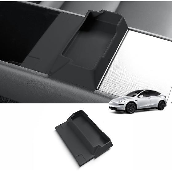 

LUCKEASY Center Console Glasses Tray for Tesla Model Y Juniper 2025 2026 New 5 Seat Silicone Double Sided Adhesive Tape Black for Model Y Juniper Black Box
