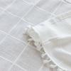 Semi-Transparent Curtains Living Room Japanese White Square Grid Bedroom Kitchen Living Room Soundproof Bay Window Curtain