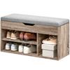 Shoes Cabinet Bench Hidden Storage Padded Seat Organiser Footwear Rack Hallway Grey Wood Grain