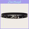 Retro Style Womens Belt With Metal Snap Buckle And Unique Star Design For Daily Wear