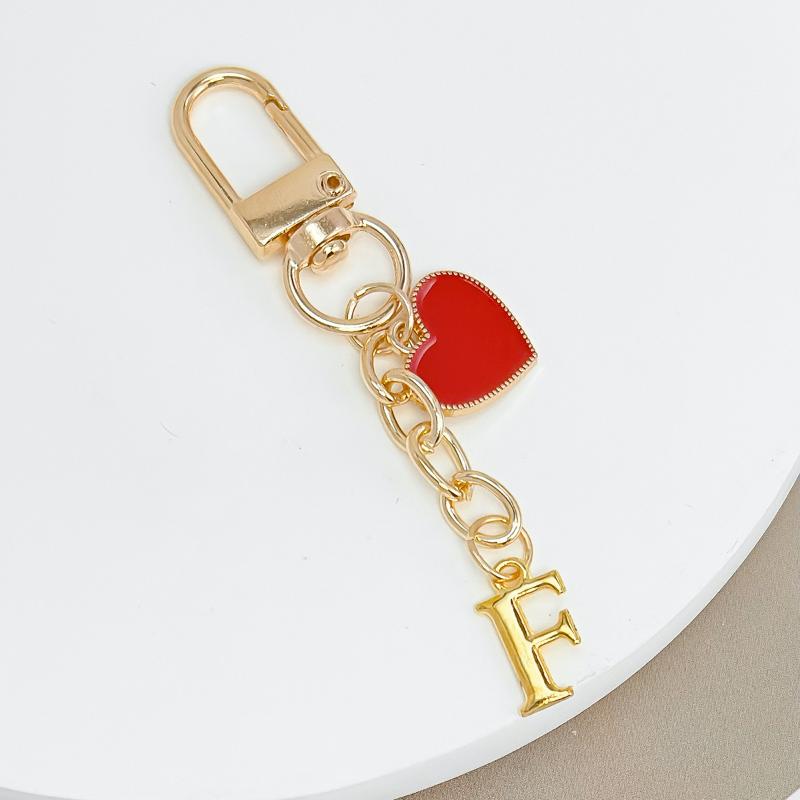 Metal Heart Letter Keychain Fashion A-Z Initial Keyring Charms Car Key Holders Bag Pendant Accessories Valentine'S Day Gift
