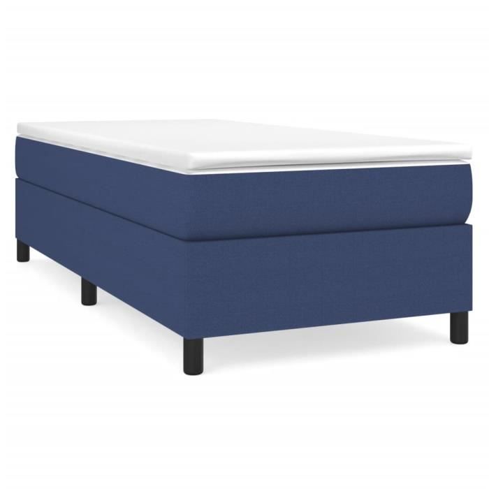 VidaXL Lit à sommier tapissier avec matelas Bleu 100x200 cm Tissu - Modèle 3144405