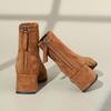 Autumn Vintage Suede Women Ankle Boots Ladies Concise Pointed Toe Thick Heel Short Botas Zapatos De Mujer