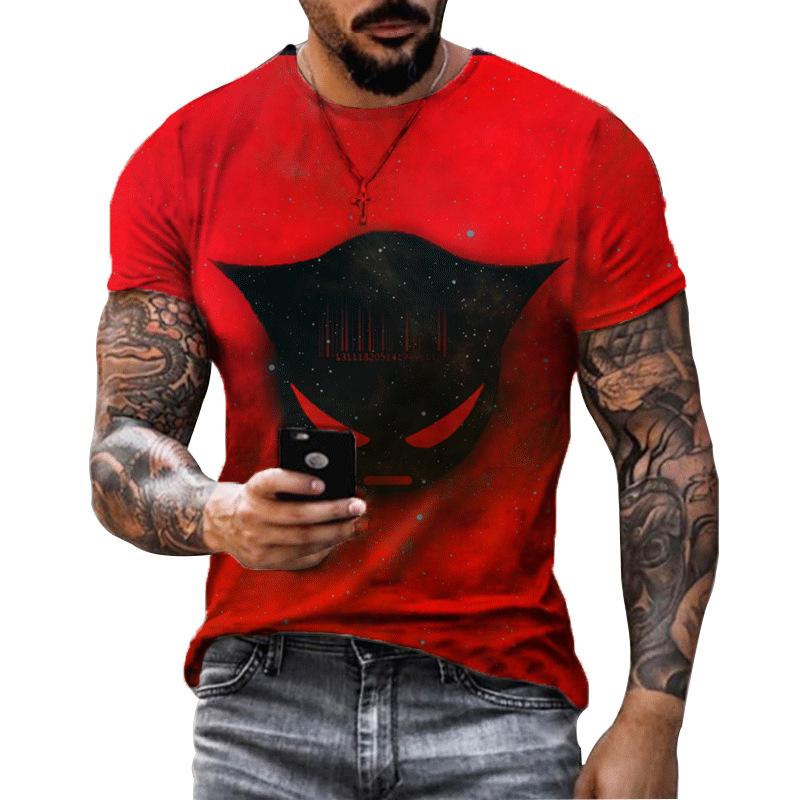 Smile Face 3D Printed Short Sleeved T-shirt Leisure Hip Hop Summer Breathable Polyester Simple Round Neck Top