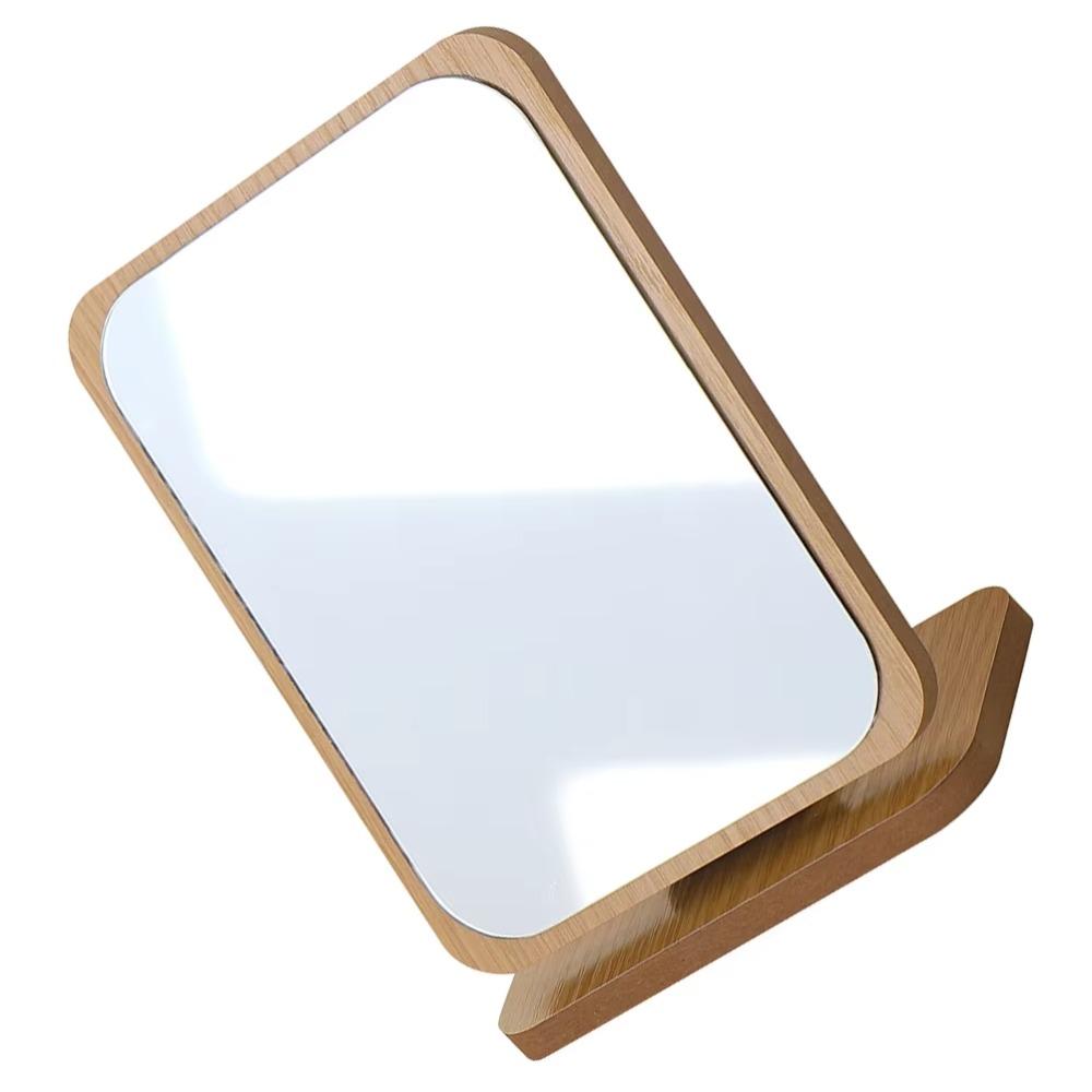 Simple Wooden Vanity Mirror Single Sided Folding Design Makeup Mirror Rotating HD Desktop Mirror Design Perfect for Home