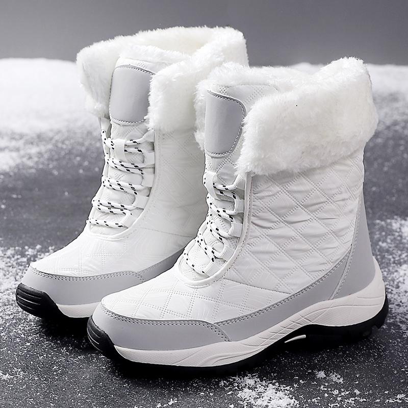 Warm Cotton Shoes Women's High-top Boots Anti-slip Snow Boots Winter Plush Outdoor Walking Shoes Hiking Sneakers