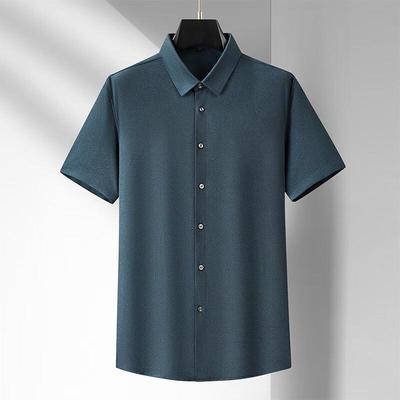 Men's Summer Plus Size Non-Iron Ice Silk Short Sleeve Shirt
