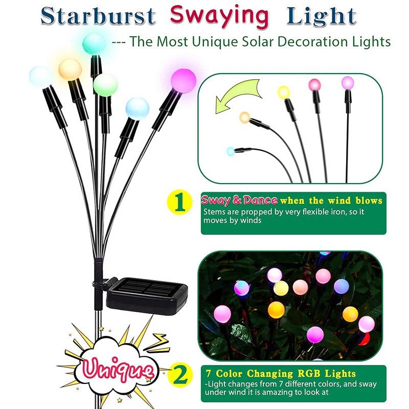 Solar Lights Outdoor Patio Lights 7 Color Changing RGB Lights Home Decorative Lights IP65 Waterproof Warm /Colorful Light  