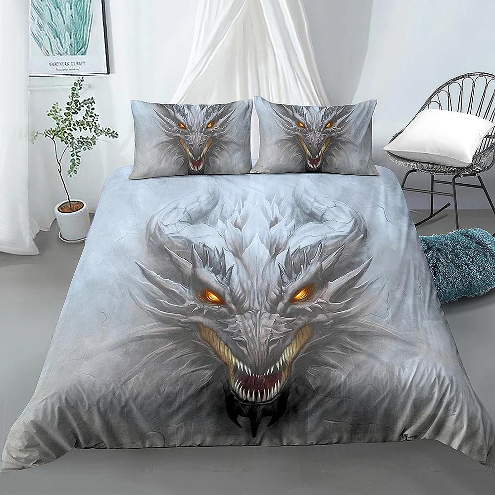 Galaxy Dragon King Queen Duvet Cover Outer Space Starry Sky Bedding Set Jungle Animals Quilt Cover Cartoon Black Comforter Cover
