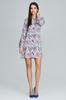 Short dress with long sleeves in a floral pattern - M596 size