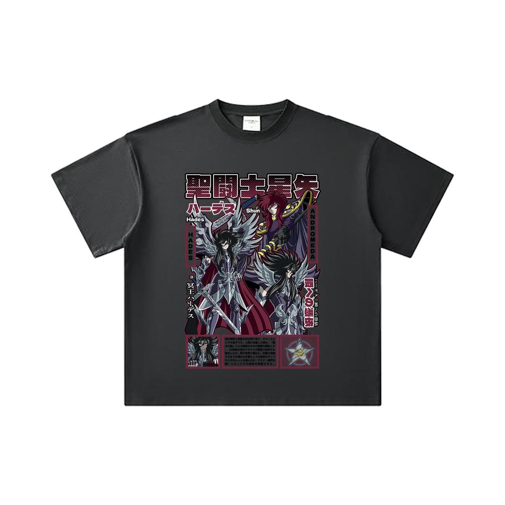 260 GSM Double Yarn 32 Count 100% Cotton Saint Seiya V4 Hades Print Unisex Heavy Cotton T Shirt… More
