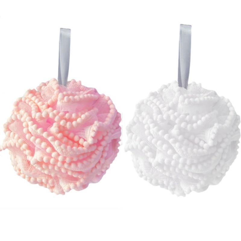 

2pcs Bi-Color Shower Sponge Rich Foaming Soft Bath Balls Body Exfoliating Scrubbing Bath Flower Skin Cleaning Tool Bathroom Use PE