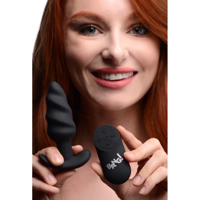 Sextoy - Bang! - Plug vibrant Swirl Vibes - 21 vibrations - 9cm insérable - Silicone noir