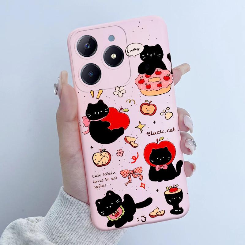 Para Realme C61 C63 Funda de Teléfono Diseño de Niña con Flores Silicona Suave TPU Carcasa Trasera para Realme Narzo N63 C 63 Fundas RealmeC61