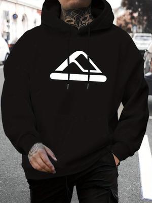 New 2025 Unisex Personalized Design Letter Print Hoodie - Autumn And Winter Casual Knitted Fabric Pullover, with Drawstring Hood, Regular Style, 100%,