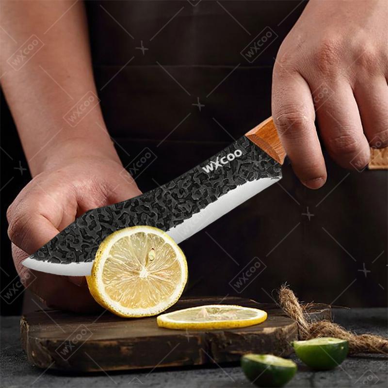 WXCOO Stainless Steel Kitchen Knife Hand Forged Full Tang Rosewood Handle Boning Knife Butcher Knife Meat Cleaver with Sheath