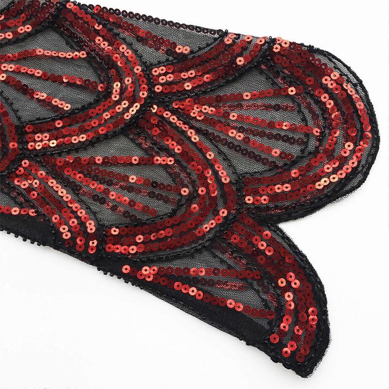 Șaluri cu paiete Flapper Wrap pentru Balul de Promovare din anii 1920, Nunta, Petrecere, Eșarfă de Frumusețe, Paiete Strălucitoare pentru Rochie de Seară, negru argintiu