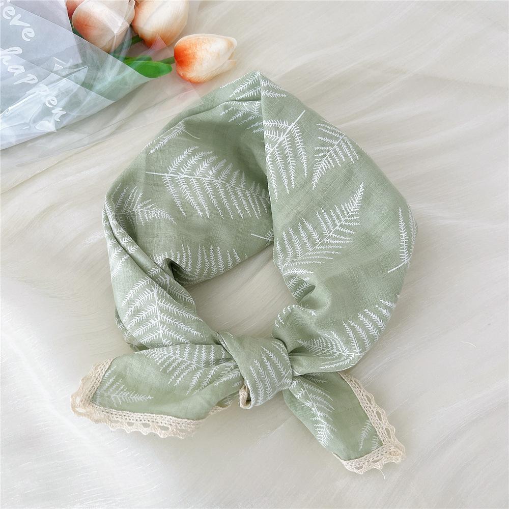 French retro cotton flower small scarf headband women's pure cotton thin bag head small scarf decorative square scarf headscarf