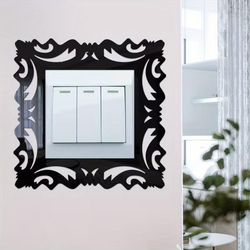 4/8 Stück 3D Spiegel Wandaufkleber Selbstklebend Lichtschalter Abdeckung Aufkleber an der Wand Haus Zimmer Dekoration Rahmenform
