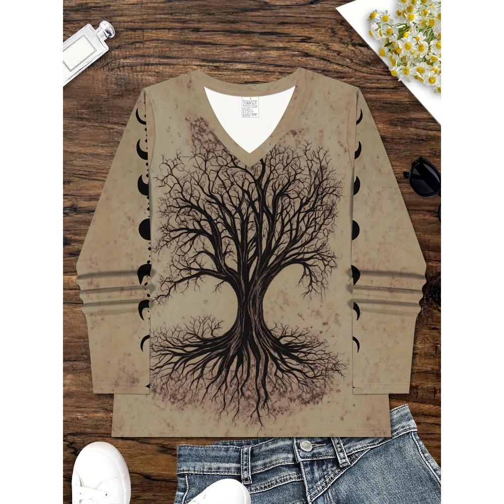 Fashion casual simple and elegant V-neck long-sleeved T-shirt, casual daily long-sleeved sports shirt