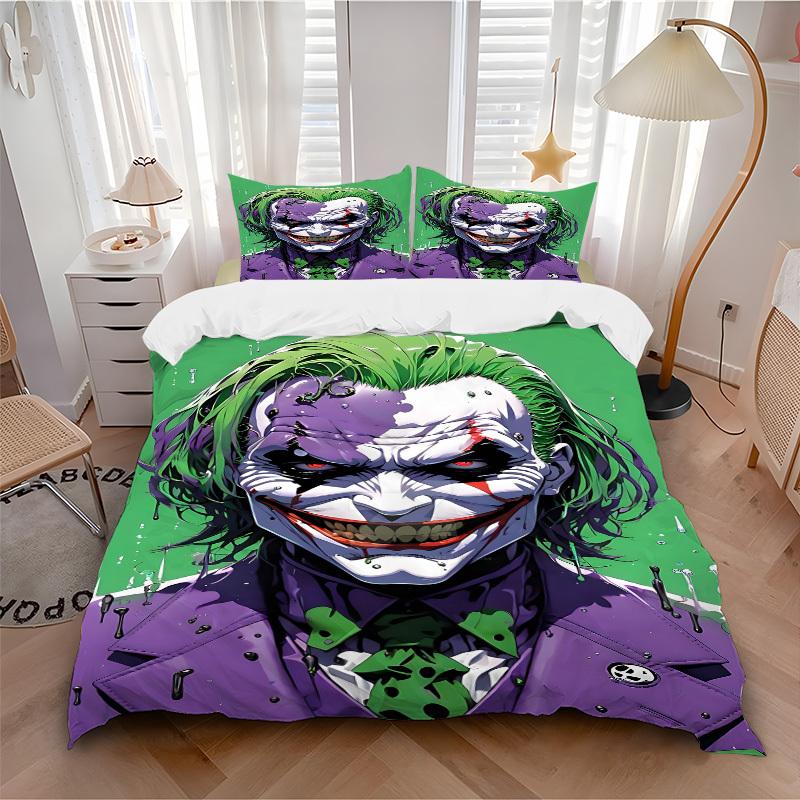 

3pcs Joker Clown Bedding Set, Soft Polyester Duvet Cover and Pillowcases Machine Washable Seasons all suitable & Guest Room Decor327 135x200cm