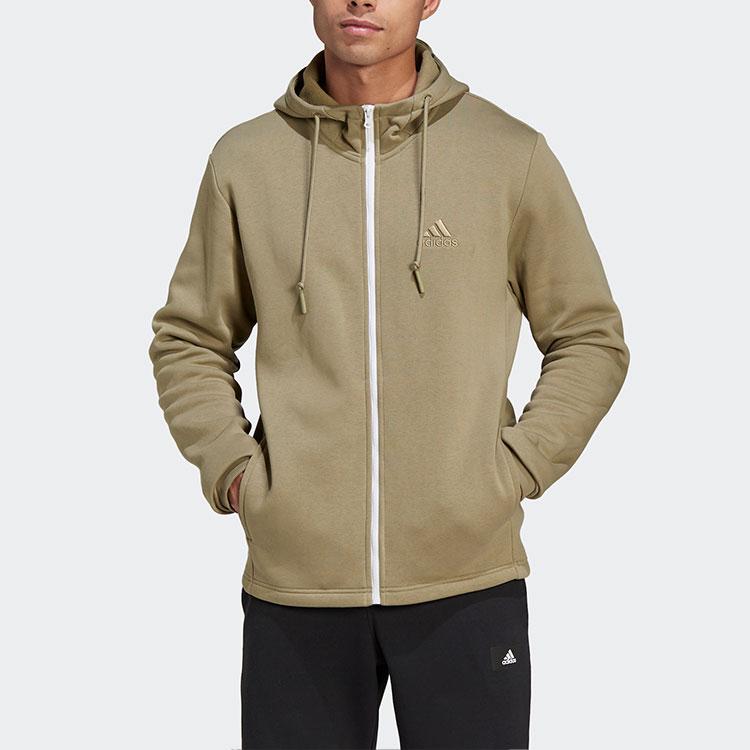 Adidas Solid Color Zip-Up Hoodie Jacket Men Outerwear Light-Green HU0294