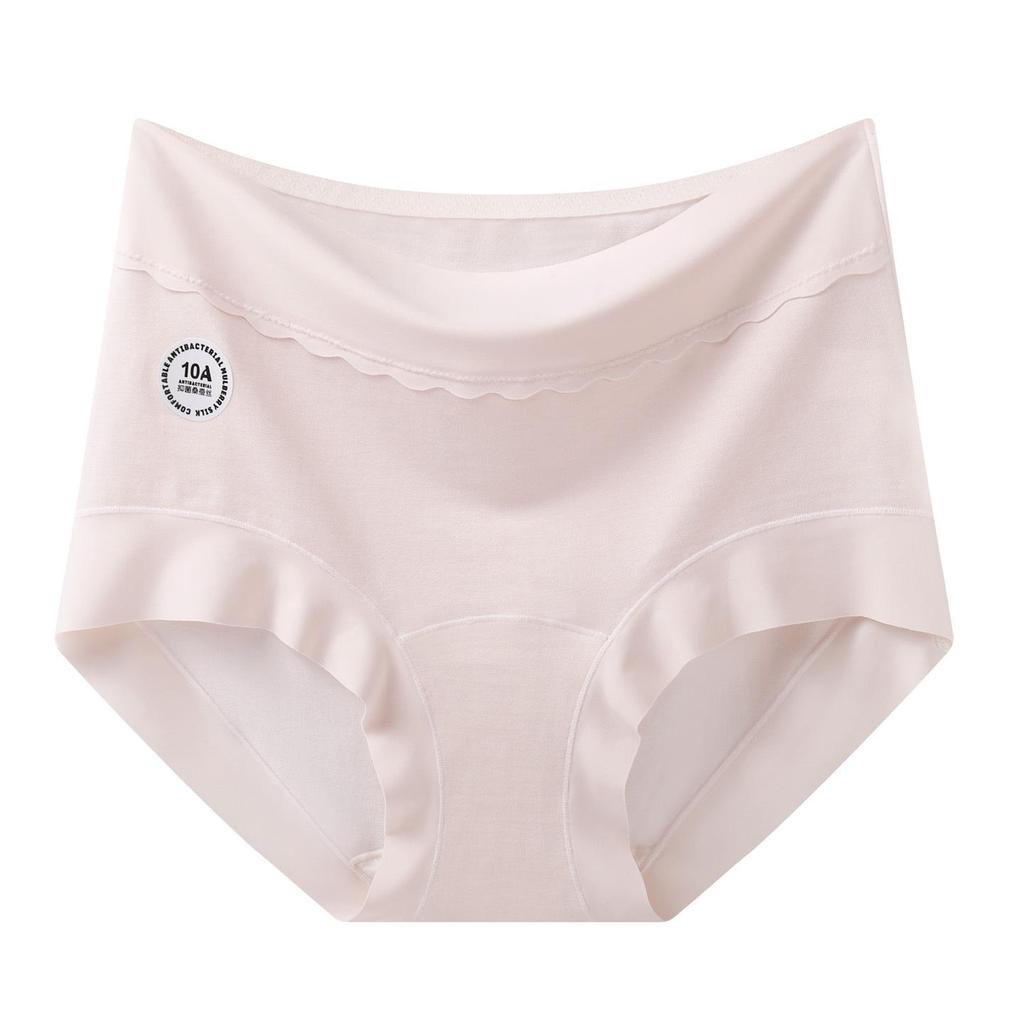 Plus Size Antibacterial Lyocell High-Waisted Seamless Tummy Control Silk Panties