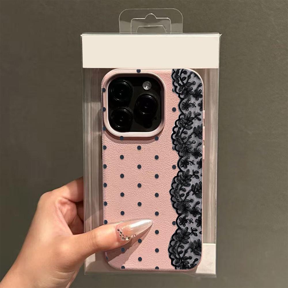 Black Lace Phone Case For Iphone 17 16 Pro Max 14 15 Plus Cover Iphone 11 12 13 17E 16E Soft Shockproof Cover