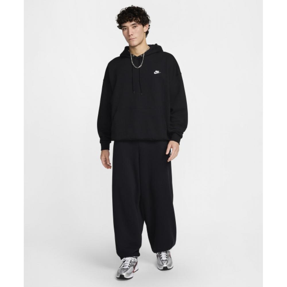 Nike Club Fleece Oversized French Terry Pullover Hoodie M   Schwarz Weiß  Hj1817 010