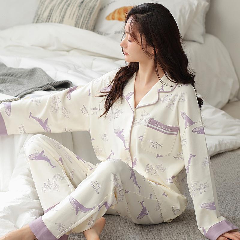 Imitation cotton pajamas women's sweet and cute women's spring and autumn long-sleeved trousers girls' loungewear