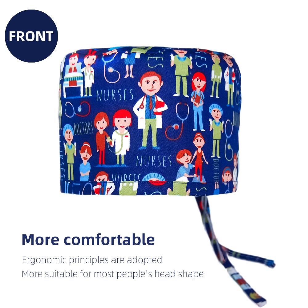 New Female Male Surgical Scrub Cap 100%Cotton Medical Nurse Doctor Hat Dentist Spa Lab Nursing Hats Unisex Hospital Surgeon Caps